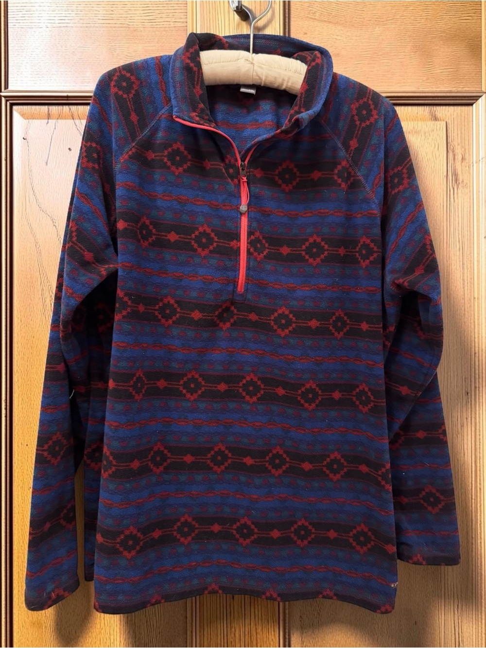 Women’s Effie Bauer Half-Zip Aztec Fleece Pullover - Blue/Red XXL